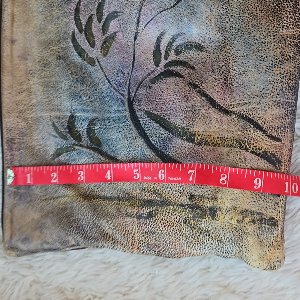 Vintage Sova Hand Painted Leather Crouching Tiger 10"15" Clutch View 3